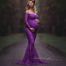 Load image into Gallery viewer, Clothes For Pregnant Women Maternity Lace Off Shoulder V Neck Long Dress Gown For Pregnant Fancy Shooting Photo Session Props