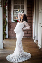 Load image into Gallery viewer, Clothes For Pregnant Women Maternity Lace Off Shoulder V Neck Long Dress Gown For Pregnant Fancy Shooting Photo Session Props