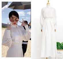 Load image into Gallery viewer, white shirt + skirt Dress send brooch for women sweet DEL LUNA Hotel same IU Lee Ji Eun in autumn woman dresses spring
