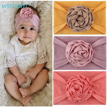 Load image into Gallery viewer, Warmom Baby Girls Big Flower Headband Headwear Newborn Infant Princess Nylon Elastic Turban Hair Accessories Kids Soft Hairband
