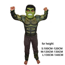 Load image into Gallery viewer, SuperHero Kids Muscle Hulk Cosplay Costumes Clothes With Gloves  Child spiderman Super Hero Halloween Children's Day Gift
