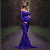 Load image into Gallery viewer, Clothes For Pregnant Women Maternity Lace Off Shoulder V Neck Long Dress Gown For Pregnant Fancy Shooting Photo Session Props

