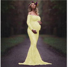 Load image into Gallery viewer, Clothes For Pregnant Women Maternity Lace Off Shoulder V Neck Long Dress Gown For Pregnant Fancy Shooting Photo Session Props
